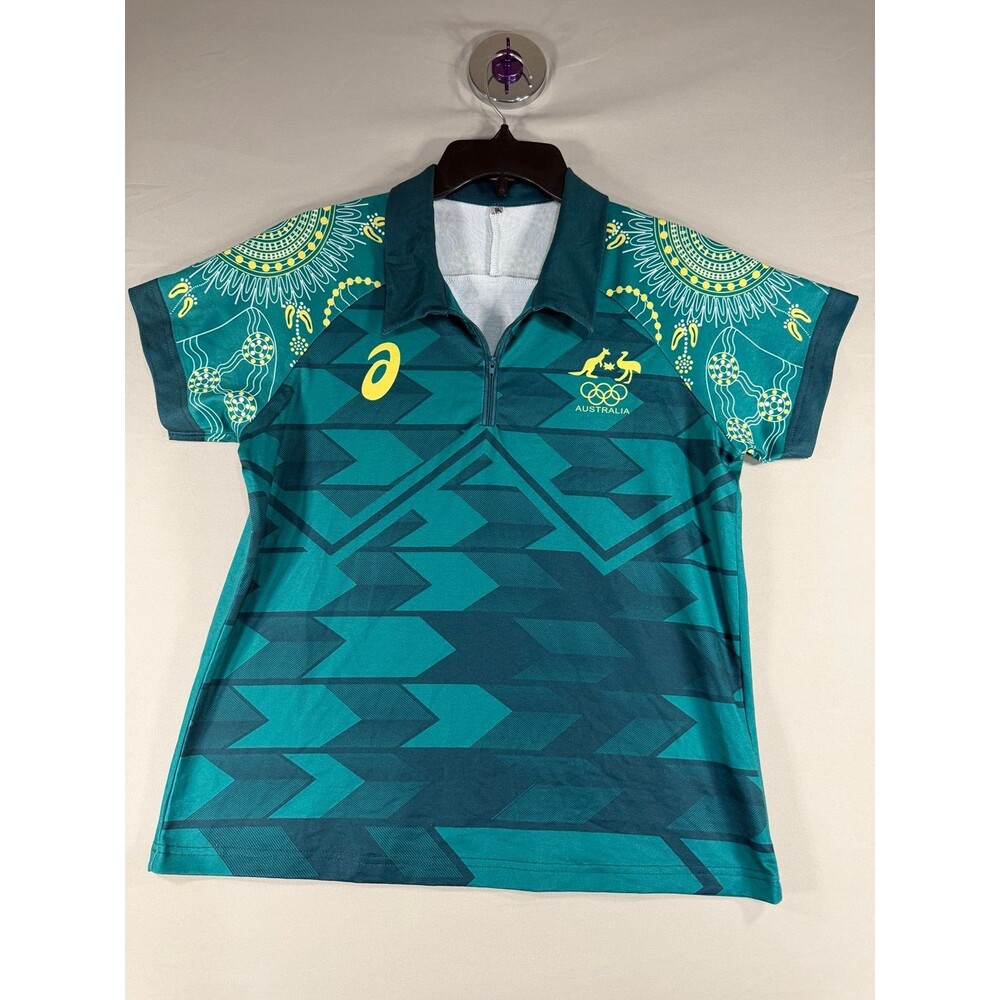ASICS Australia Olympic Polo Collared Jersey Shirt Unisex Size S Zipup